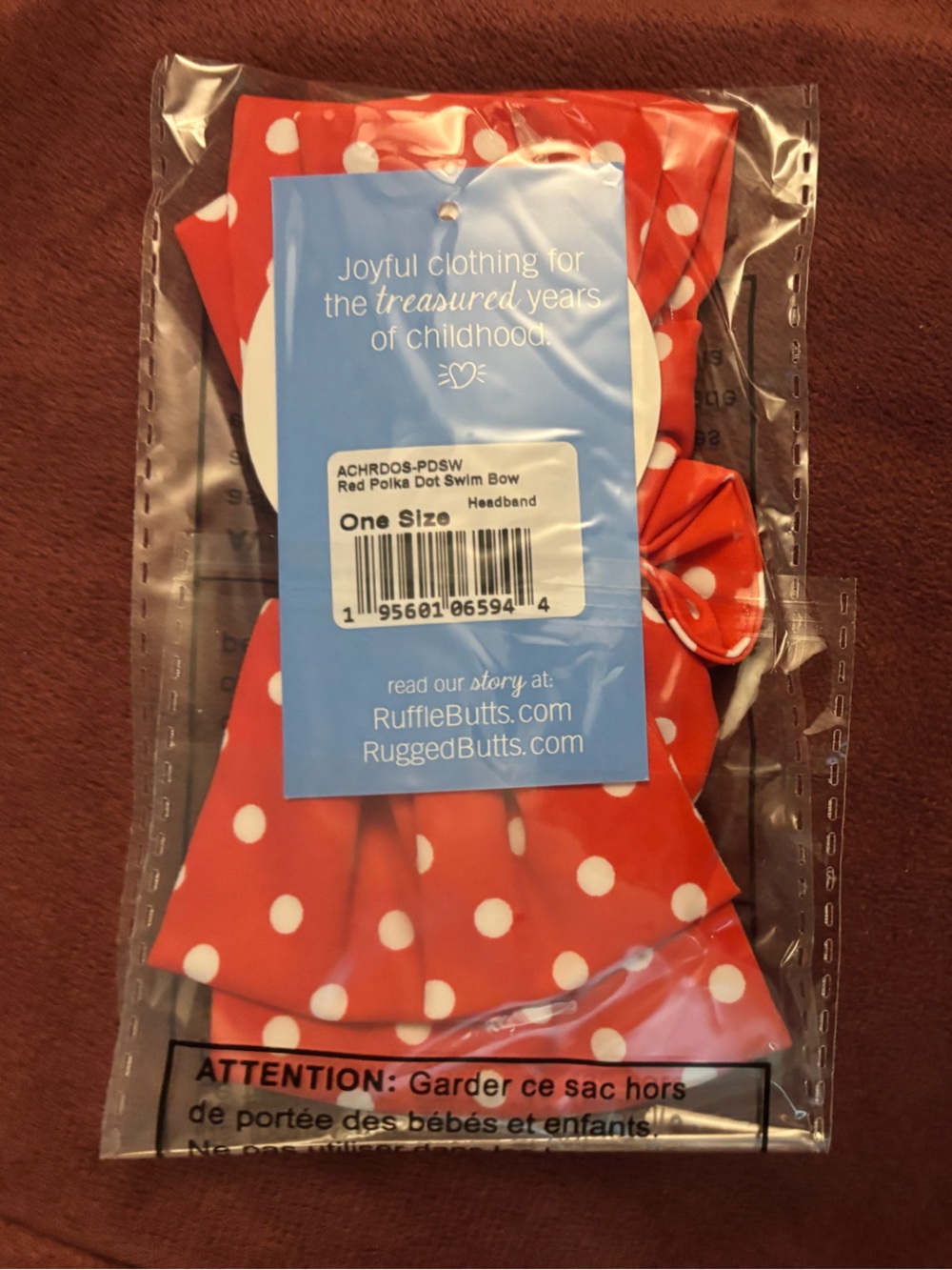 RuffleButts Red Polka Dot Swim Bow